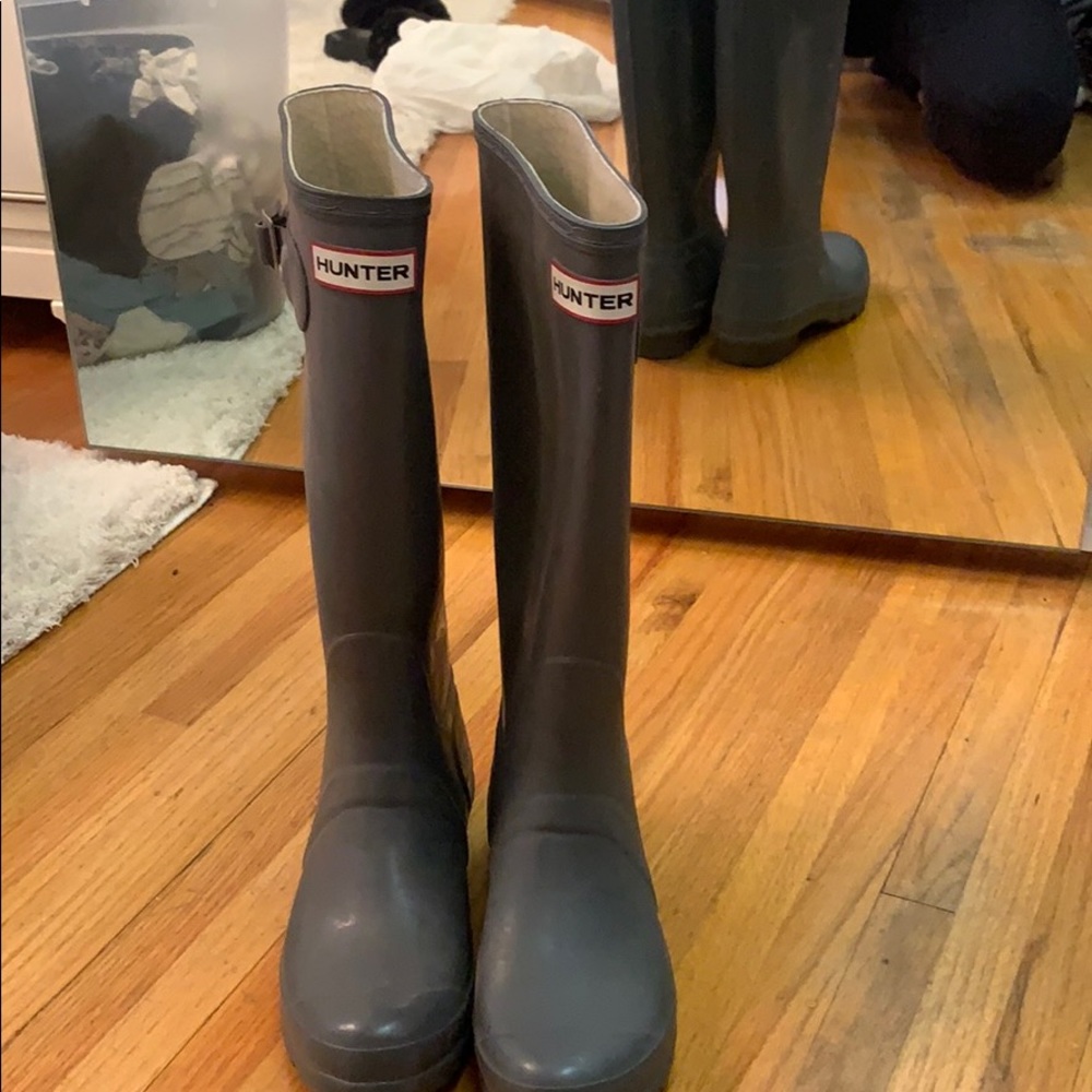 Gray Hunter rain boots
